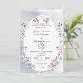 Bismillah Blue & Gold Muslim Nikkah Card 招待状 (スタンド正面)