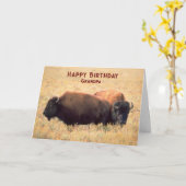 Bisonのペアを持つグランドパ誕生日のために カード (黄色い花)