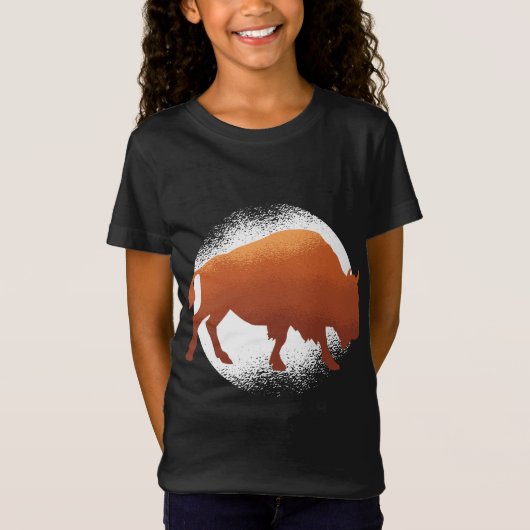 Bison American National Mammal Buffalo Tシャツ (正面)