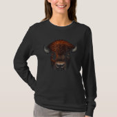 Bison Artwork Animal Forest Motif Bison Tシャツ (正面)