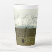 Bison at Grand Teton国立公園写真 カフェラテマグ (正面)