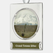 Bison at Grand Teton国立公園写真 シルバープレートバナーオーナメント (左)