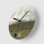 Bison at Grand Teton国立公園写真 ラウンド壁時計 (傾斜)