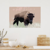 Bison Buffalo American Artwork ポスター (キッチン)