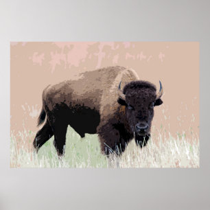 Bison Buffalo American Artwork ポスター