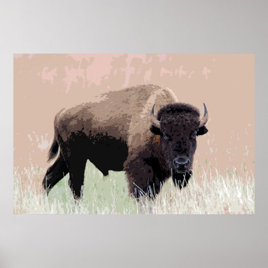 Bison Buffalo American Artwork ポスター (正面)