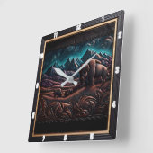 Bison Buffalo Bison Wilderness スクエア壁時計 (傾斜)