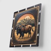 Bison Buffalo Wild Plains Buffalo スクエア壁時計 (傾斜)