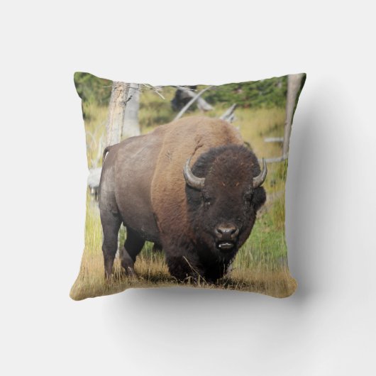 Bison Bull Throw Pillow クッション (裏面)