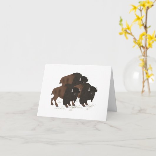 Bison Greeting Card カード (黄色い花)