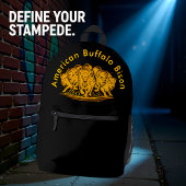 Bison Herd Charging Through the Water in Nature プリントバックパック