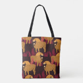 Bison in a field in high grass seamless pattern トートバッグ (裏面)