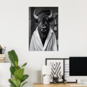 Bison in Bathrobe Art Print, Funny Bathroom ポスター (ホームオフィス)