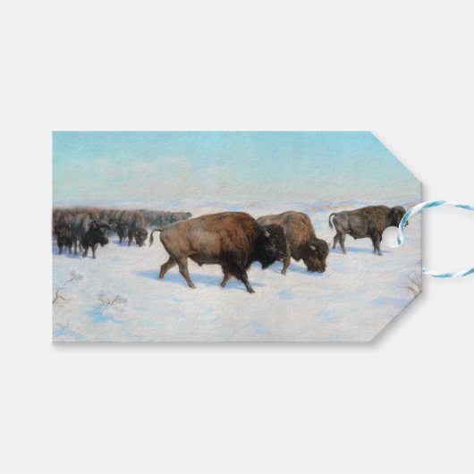 Bison in the Snow (by Rosa Bonheur) ギフトタグ (正面(横))