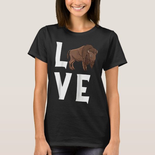 Bison Love Cow Buffalo National Park Western Wildl Tシャツ (正面)