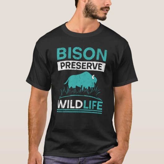 Bison Preserve Wildlife Animal Bull Bison Buffalo Tシャツ (正面)