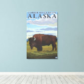 Bison Scene – アラスカの銅川流域 キャンバスプリント (インサイチュ (ウッドフロア))