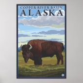 Bison Scene – アラスカの銅川流域 ポスター (正面)