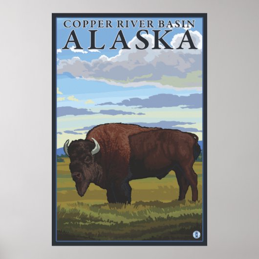 Bison Scene – アラスカの銅川流域 ポスター (正面)