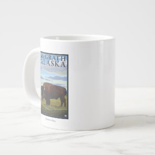Bison Scene -アラスカ州マグラス ジャンボコーヒーマグカップ