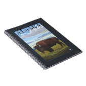 Bison Scene – ヴィンテージ旅行ポスター ノートブック (右側)