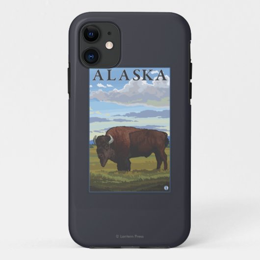 Bison Scene – ヴィンテージ旅行ポスター Case-Mate iPhoneケース (裏面)