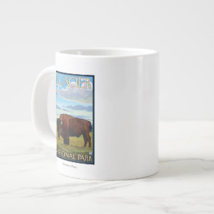 Bison Scene - Glacier National Park, MT ジャンボコーヒーマグカップ