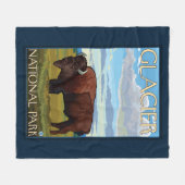 Bison Scene - Glacier National Park, MT フリースブランケット (正面(横))