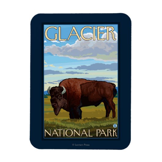Bison Scene - Glacier National Park, MT マグネット (縦)