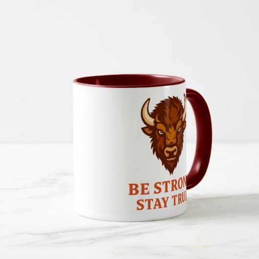 Bison Strength Inspirational Graphic Tee マグカップ (正面右)