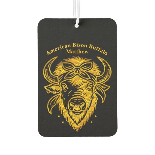 Bison With Bandana inグラフィックスタイルアートワーク カーエアーフレッシュナー (裏面)