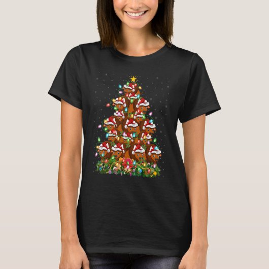Bison Xmas Lights Santa Bison Christmas Tree Tシャツ (正面)