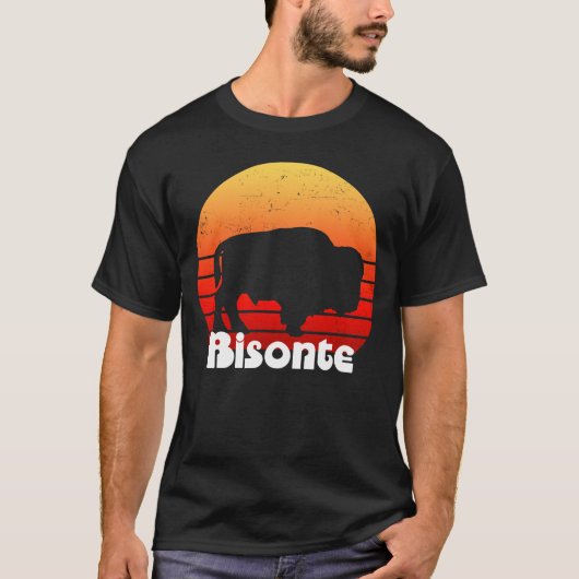 Bisonte Buffalo Bull Retro Vintage Tシャツ (正面)