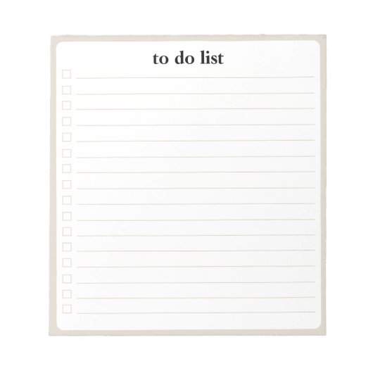 Bisque To Do List Minimalist Teacher Organizer ノートパッド (正面)