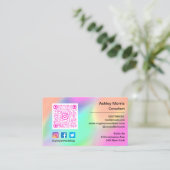 Bit Me Pink QRコードロゴソーシャルメディアTwitt 名刺 (スタンド正面)