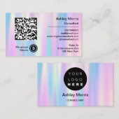Bit Me QRコードはBitcoinsホログラフピンクを受け入れる 名刺 (正面/裏面)