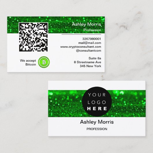 Bit Me QRコード私たちはBitcoinグリーン経済を受け入れる 名刺 (正面/裏面)