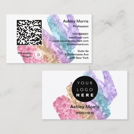 Bit Me QRコード私たちはBitcoinブルーストロークを受け入れる 名刺 (正面/裏面)