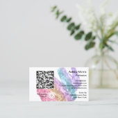 Bit Me QRコード私たちはBitcoinブルーストロークを受け入れる 名刺 (スタンド正面)