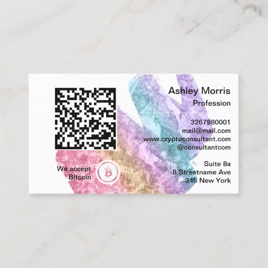 Bit Me QRコード私たちはBitcoinブルーストロークを受け入れる 名刺 (正面)
