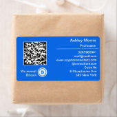 Bit Me QRコード私たちはBitcoinロゴブルーを受け入れる ラベル (インサイチュ)