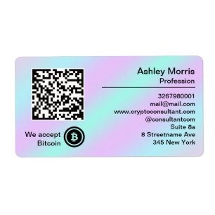 Bit Me QRコード私たちはBitcoinロゴホログラフを受け入れる ラベル