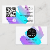 Bit Me QRコード私たちはBitcoin Blue Whiteを受け入れる 名刺 (正面/裏面)