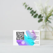 Bit Me QRコード私たちはBitcoin Blue Whiteを受け入れる 名刺 (スタンド正面)