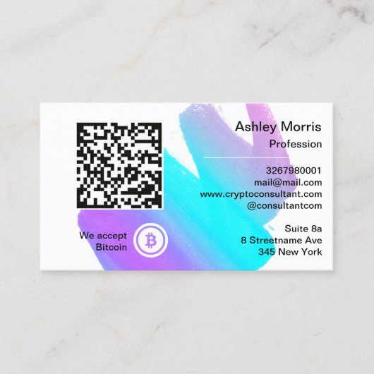 Bit Me QRコード私たちはBitcoin Blue Whiteを受け入れる 名刺 (正面)