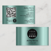 Bit Me QRコード私たちはBitcoinsを受け入れるカスタムティール(緑がかった色) 名刺 (正面/裏面)