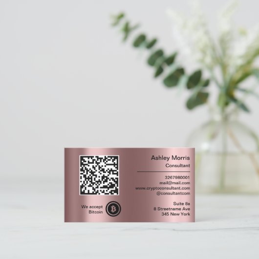 Bit Me QRコード私たちはBitcoinsを受け入れるカスタム赤面 名刺 (スタンド正面)