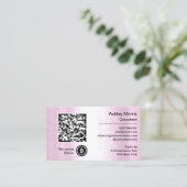 Bit Me QRコード私たちはBitcoinsを受け入れカスタムるピンク 名刺 (スタンド正面)