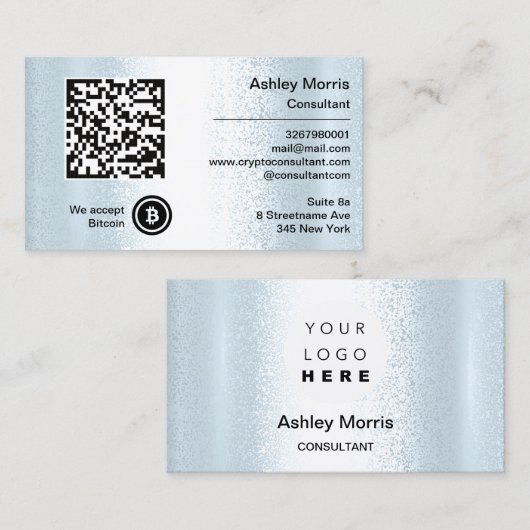 Bit Me QRコード私たちはBitcoinsを受け入れカスタムる青 名刺 (正面/裏面)