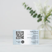 Bit Me QRコード私たちはBitcoinsを受け入れカスタムる青 名刺 (スタンド正面)